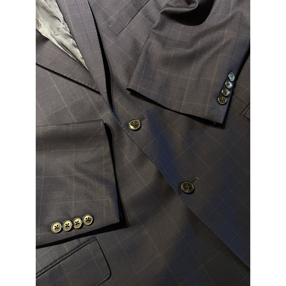 Jos A Bank Reserve REDA 50L 45x31 Royal Cobalt Blue Plaid Suit Italian Wool 130s - Picture 9 of 16